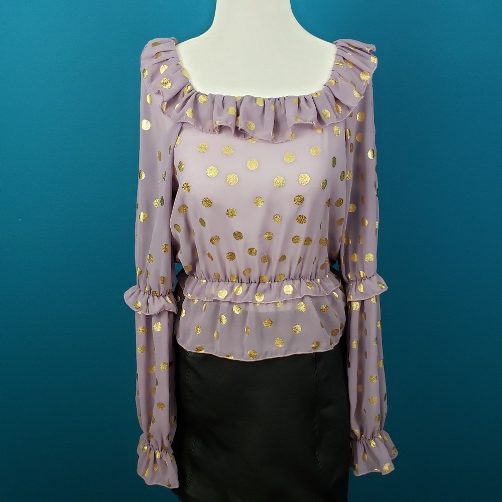 🆕️ 🌠 FASHION UNION Prairie Top w/ Metallic Polka Dots // (NWT)